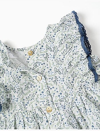 Vestido + cubrepañal de algodón con motivo floral You&Me