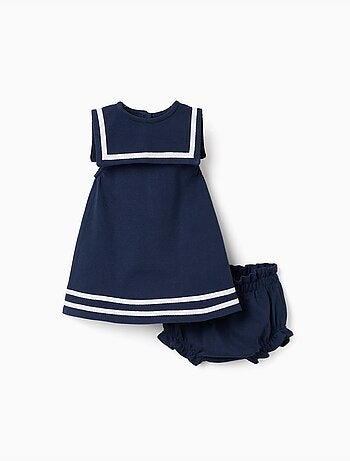 Vestido + cubrepañal en piqué de algodón