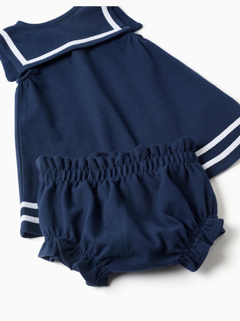 Vestido + cubrepañal en piqué de algodón Azul oscuro - Kiabi