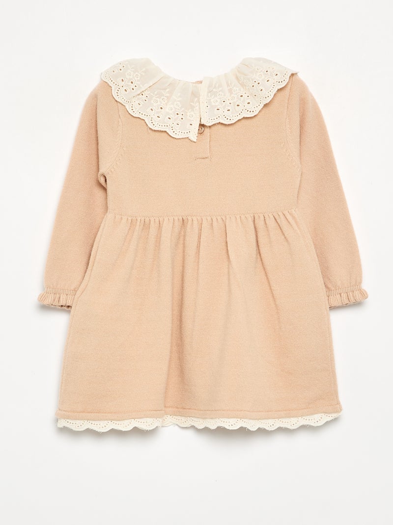 Vestido cuello Claudine + leotardos Beige - Kiabi