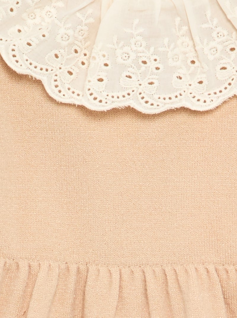 Vestido cuello Claudine + leotardos Beige - Kiabi