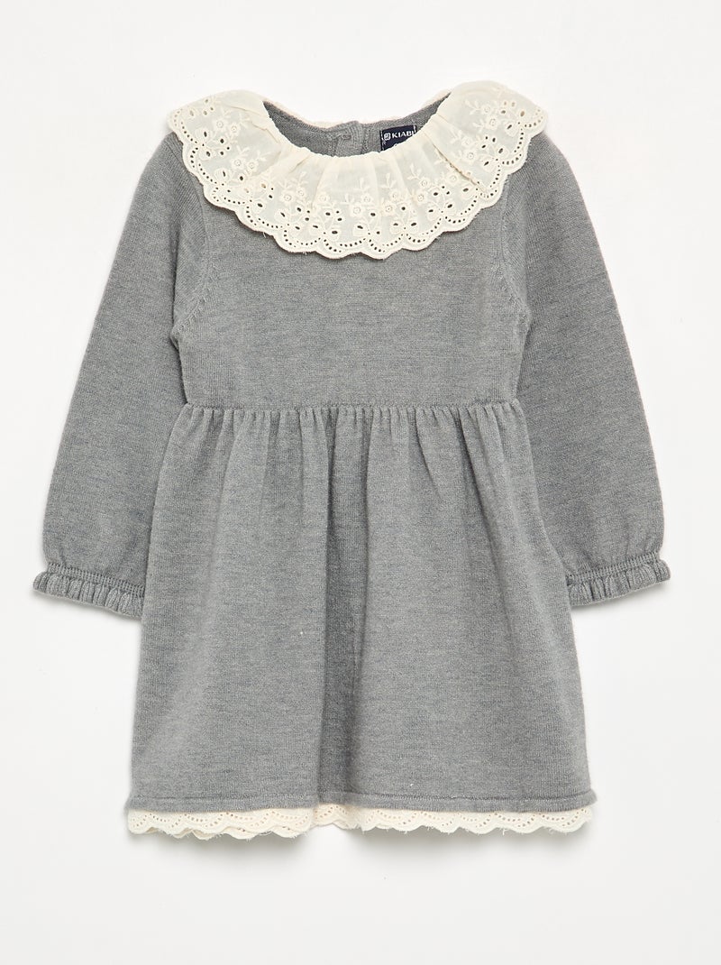 Vestido cuello Claudine + leotardos Gris - Kiabi