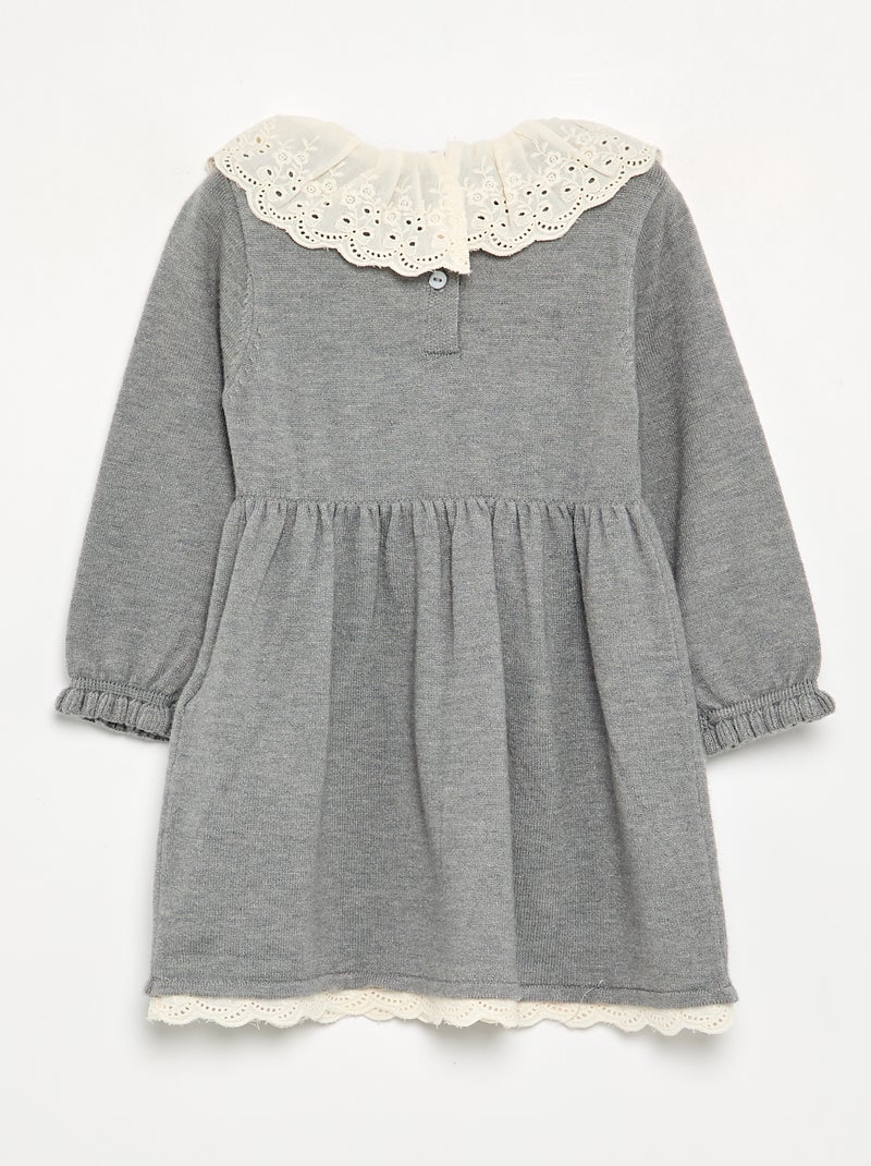 Vestido cuello Claudine + leotardos Gris - Kiabi