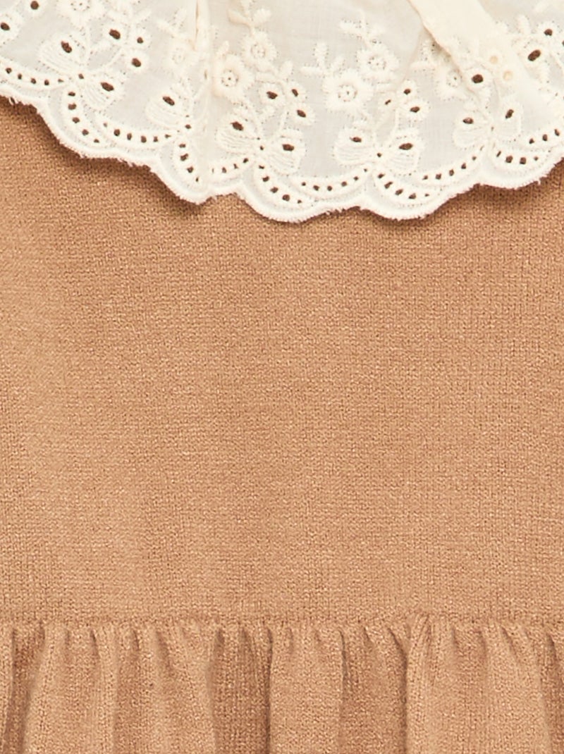 Vestido cuello Claudine + leotardos Marron - Kiabi