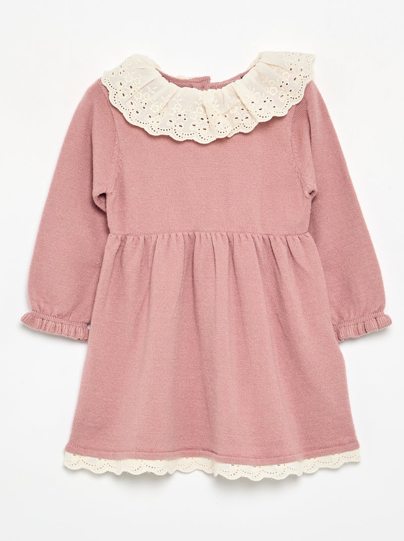 Vestido cuello Claudine + leotardos Rosa - Kiabi