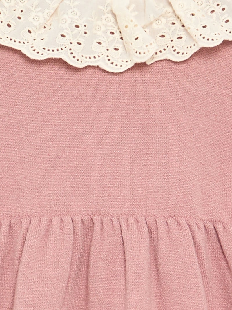 Vestido cuello Claudine + leotardos Rosa - Kiabi