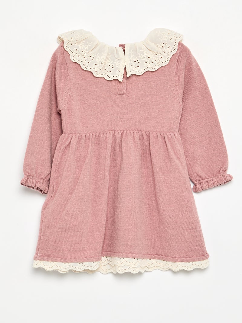 Vestido cuello Claudine + leotardos Rosa - Kiabi