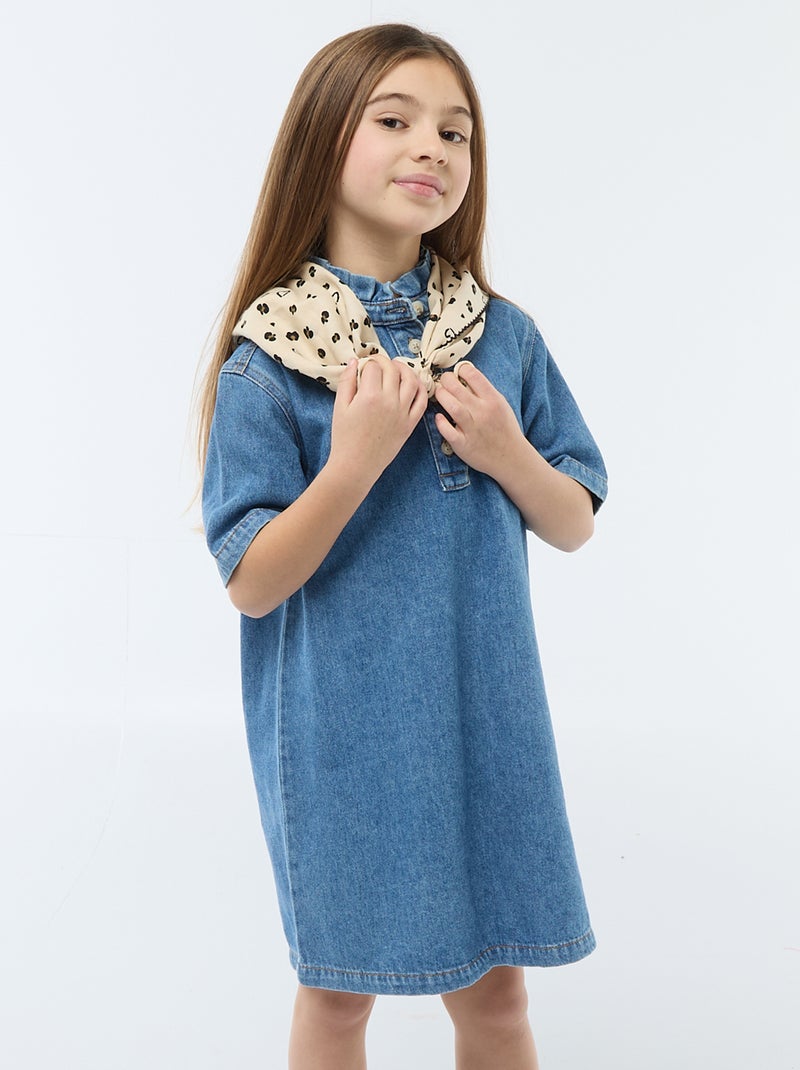 Vestido cuello mao en vaquero Azul - Kiabi