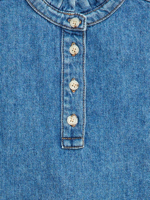 Vestido cuello mao en vaquero - Kiabi