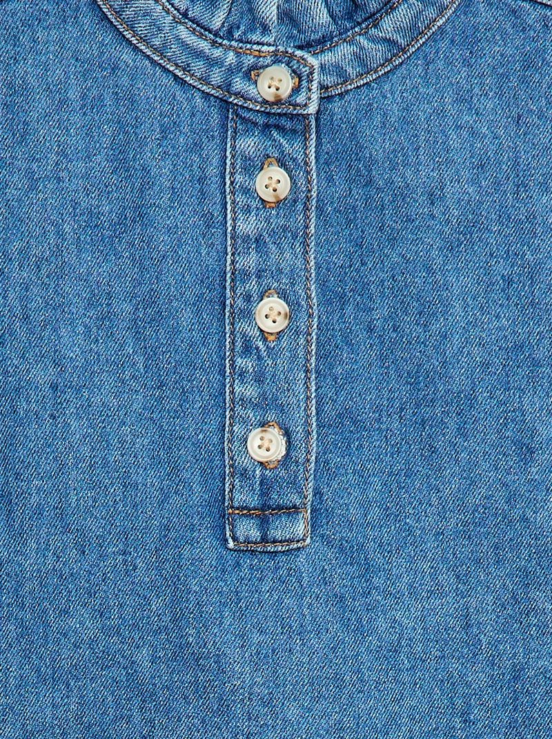 Vestido cuello mao en vaquero Azul - Kiabi