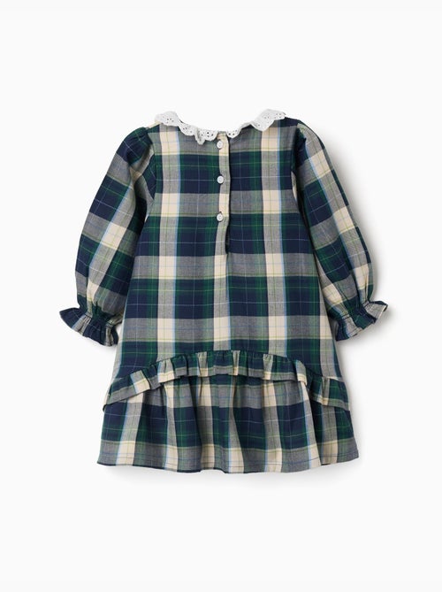 Vestido de algodón a cuadros con volantes b&s - Kiabi