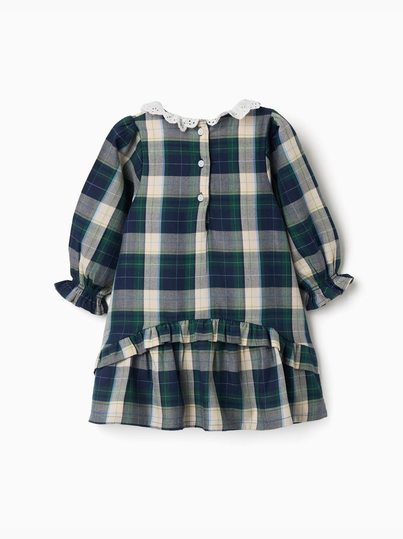Vestido de algodón a cuadros con volantes b&s Azul oscuro - Kiabi
