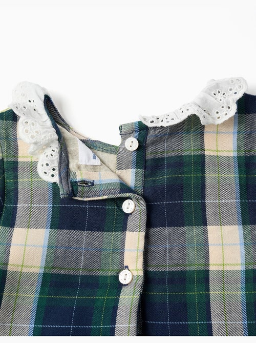 Vestido de algodón a cuadros con volantes b&s - Kiabi
