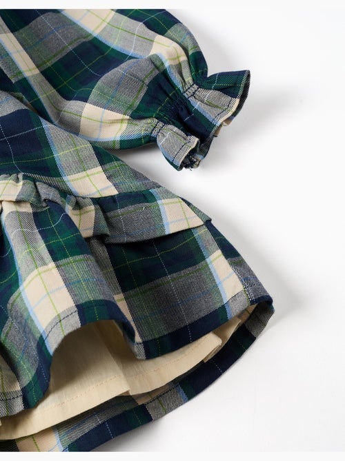 Vestido de algodón a cuadros con volantes b&s - Kiabi