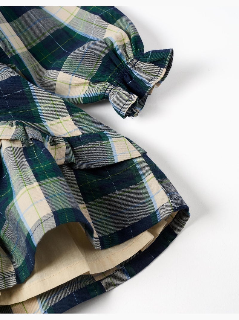 Vestido de algodón a cuadros con volantes b&s Azul oscuro - Kiabi