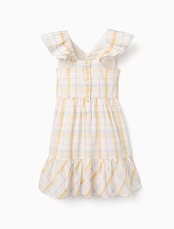 Vestido de algodón a cuadros con volantes B&S