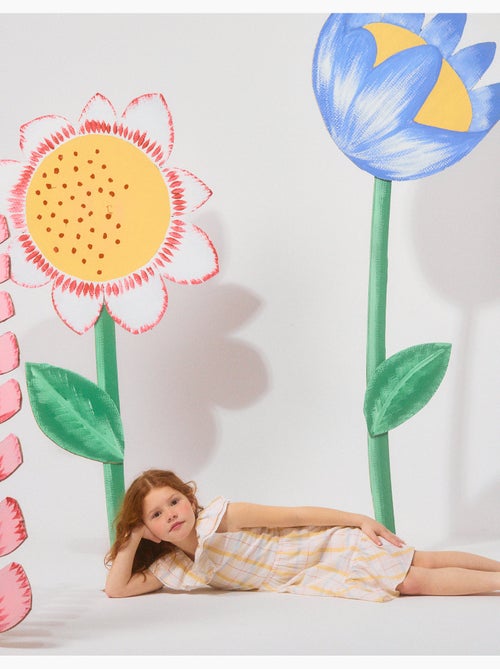 Vestido de algodón a cuadros con volantes B&S - Kiabi