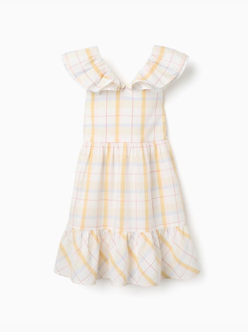 Vestido de algodón a cuadros con volantes B&S - Kiabi