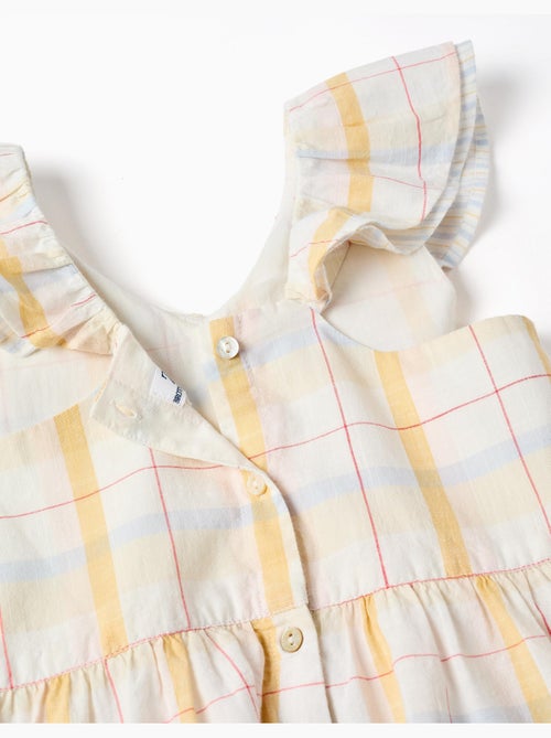 Vestido de algodón a cuadros con volantes B&S - Kiabi