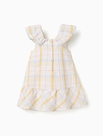 Vestido de algodón a cuadros con volantes B&S