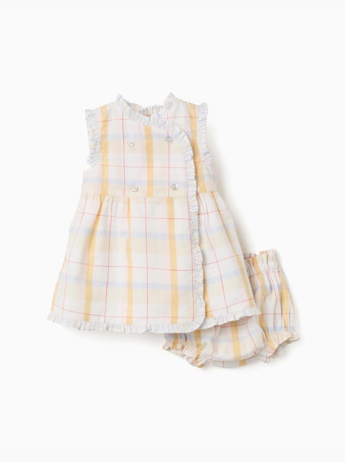 Vestido de algodón a cuadros + cubrepañal B&S - Kiabi