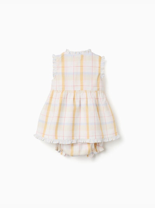 Vestido de algodón a cuadros + cubrepañal B&S - Kiabi