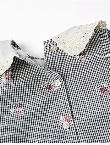 Vestido de algodón a cuadros Vichy con estampado floral