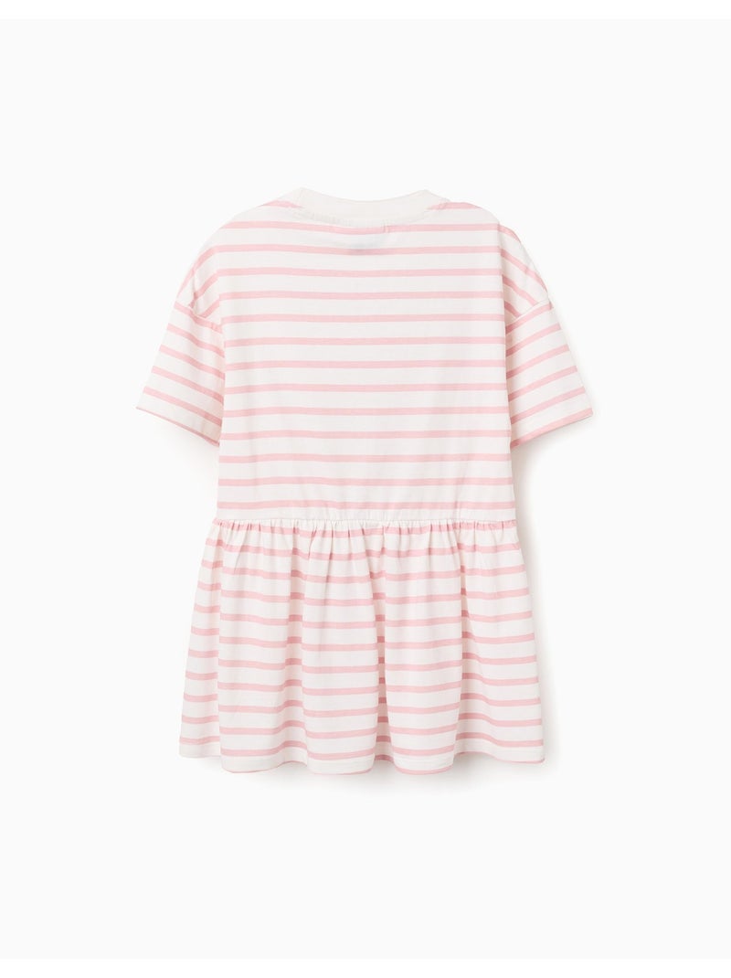 Vestido de algodón a rayas con estampado de Kuromi Rosa claro - Kiabi