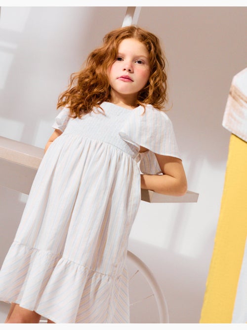 Vestido de algodón a rayas con forro B&S - Kiabi