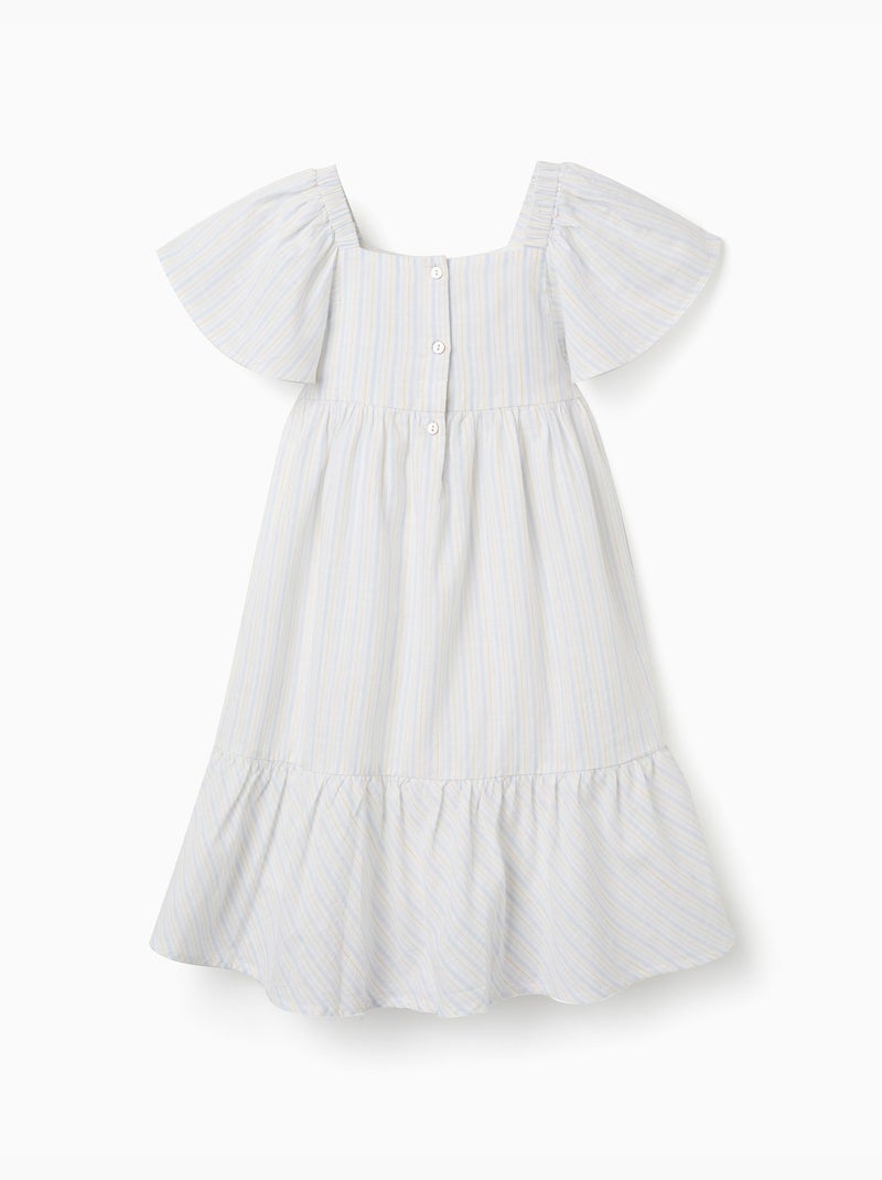 Vestido de algodón a rayas con forro B&S Azul claro - Kiabi