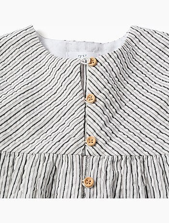 Vestido de algodón a rayas con mangas abullonadas B&S