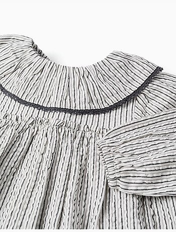 Vestido de algodón a rayas con volantes B&S