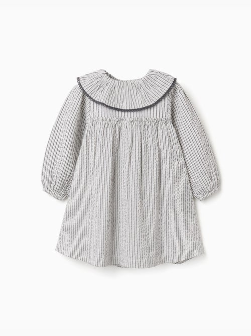 Vestido de algodón a rayas con volantes B&S - Kiabi