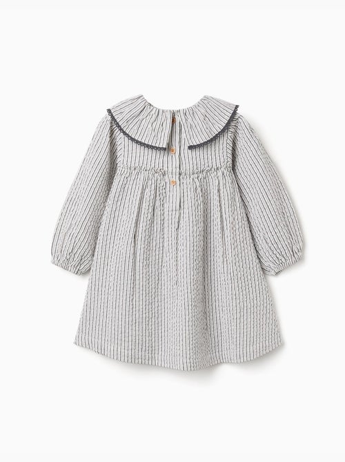 Vestido de algodón a rayas con volantes B&S - Kiabi