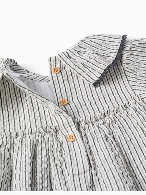 Vestido de algodón a rayas con volantes B&S - Kiabi