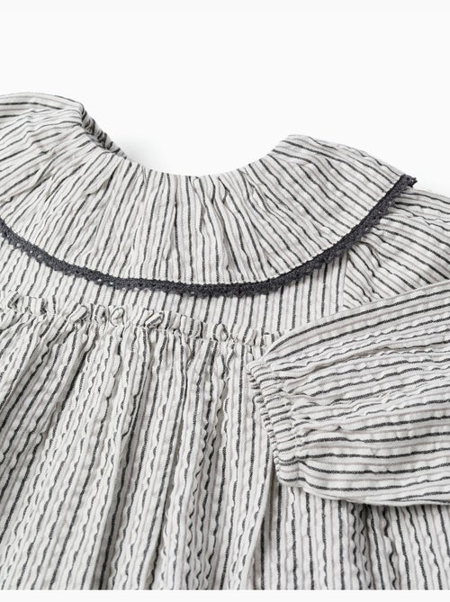 Vestido de algodón a rayas con volantes B&S - Kiabi