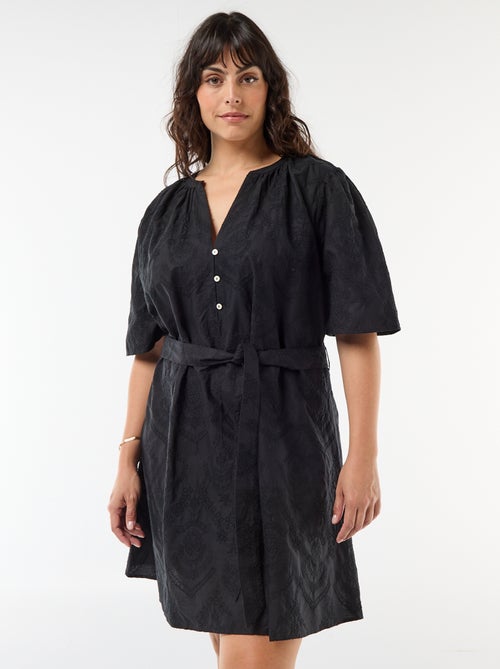 Vestido de algodón con bordado inglés - Kiabi