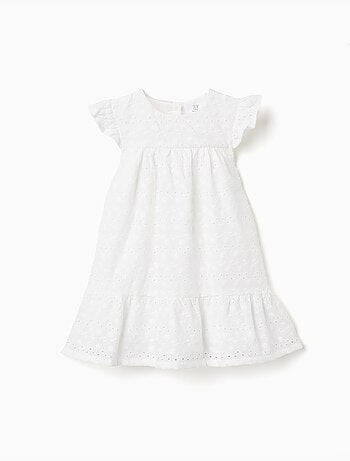 Vestido de algodón con bordado inglés y volantes