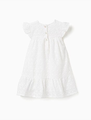 Vestido de algodón con bordado inglés y volantes