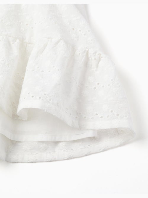 Vestido de algodón con bordado inglés y volantes - Kiabi