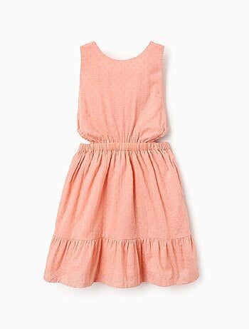 Vestido de algodón con bordado suizo y aberturas