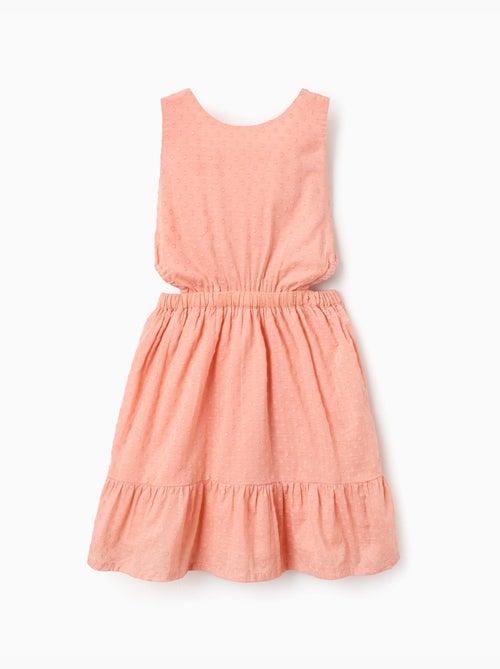 Vestido de algodón con bordado suizo y aberturas - Kiabi