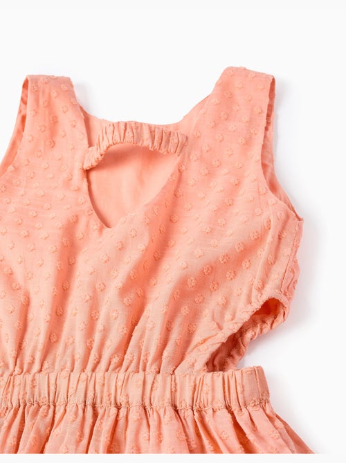 Vestido de algodón con bordado suizo y aberturas - Kiabi