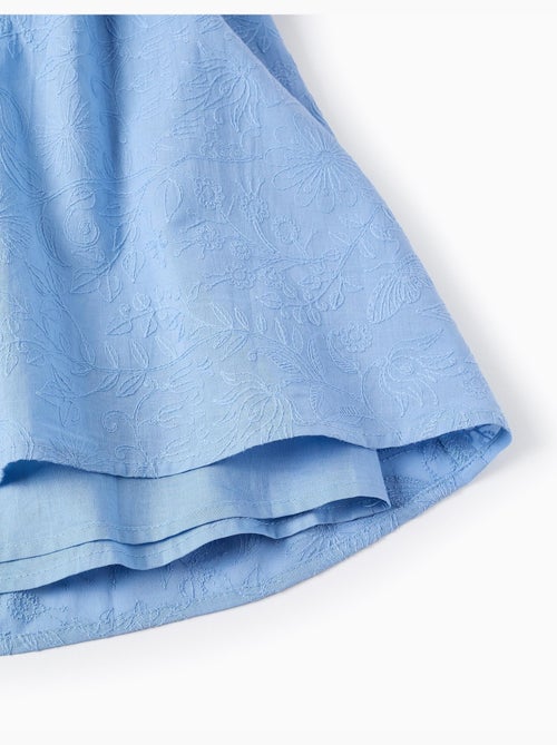 Vestido de algodón con bordado y mangas abullonadas - Kiabi