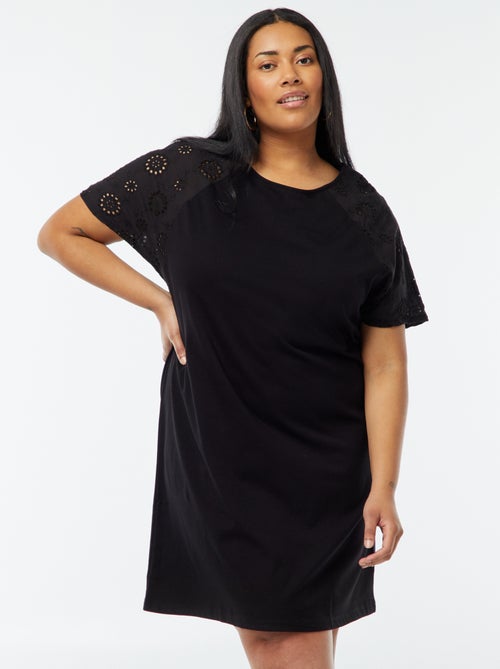 Vestido de algodón con bordados - Kiabi
