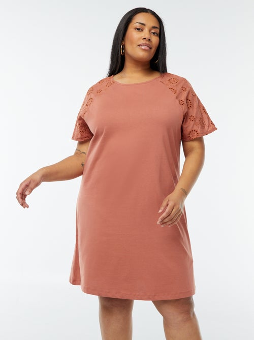Vestido de algodón con bordados - Kiabi