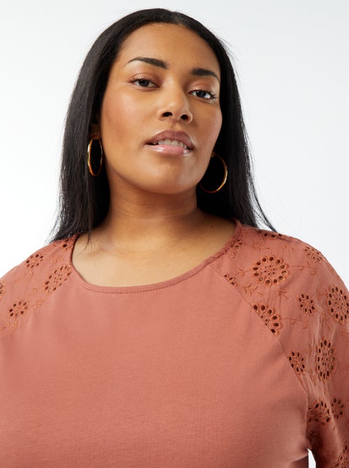 Vestido de algodón con bordados - Kiabi