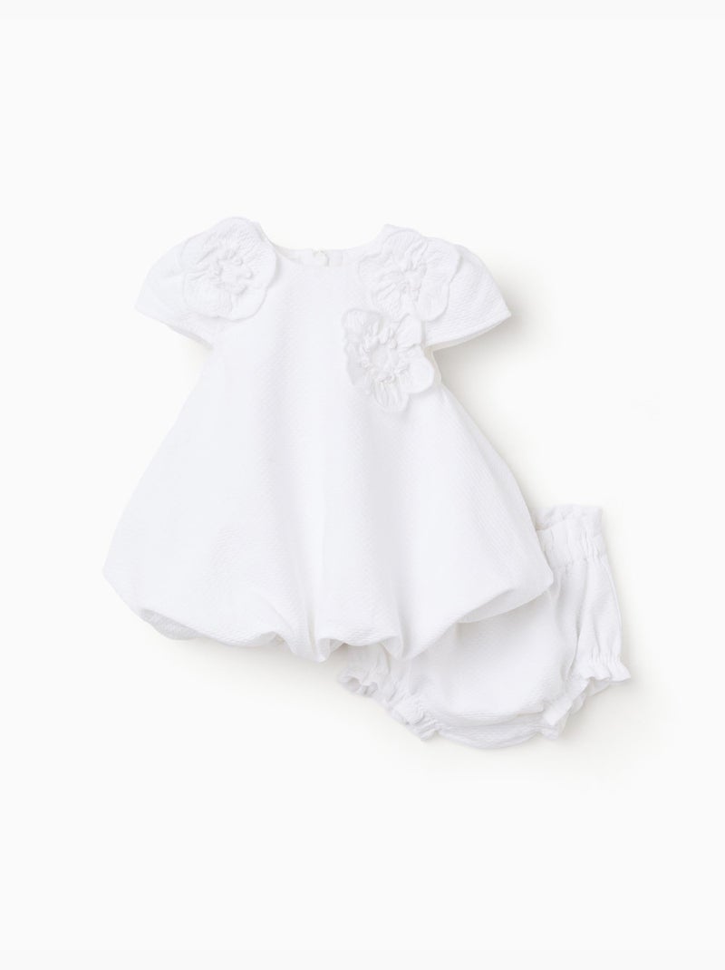 Vestido de algodón con efecto globo Blanco - Kiabi