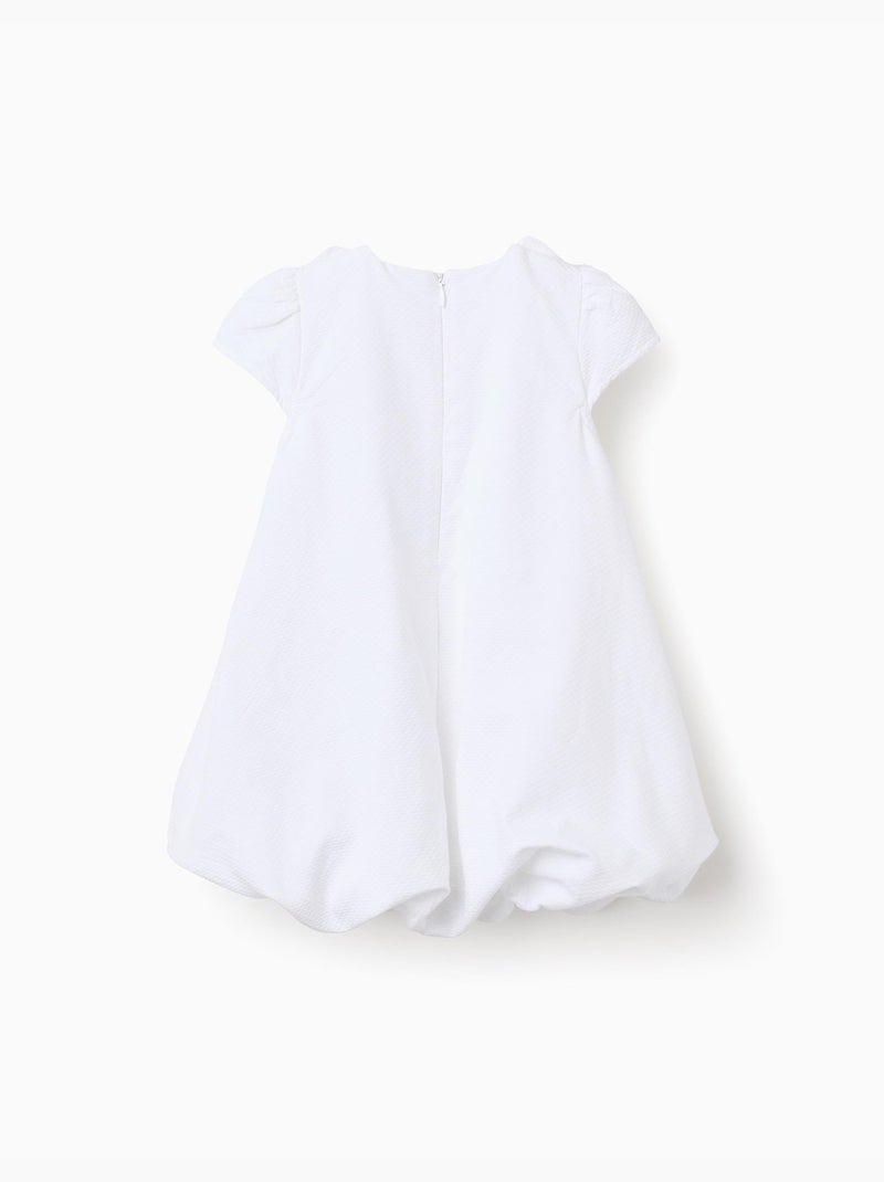 Vestido de algodón con efecto globo Blanco - Kiabi