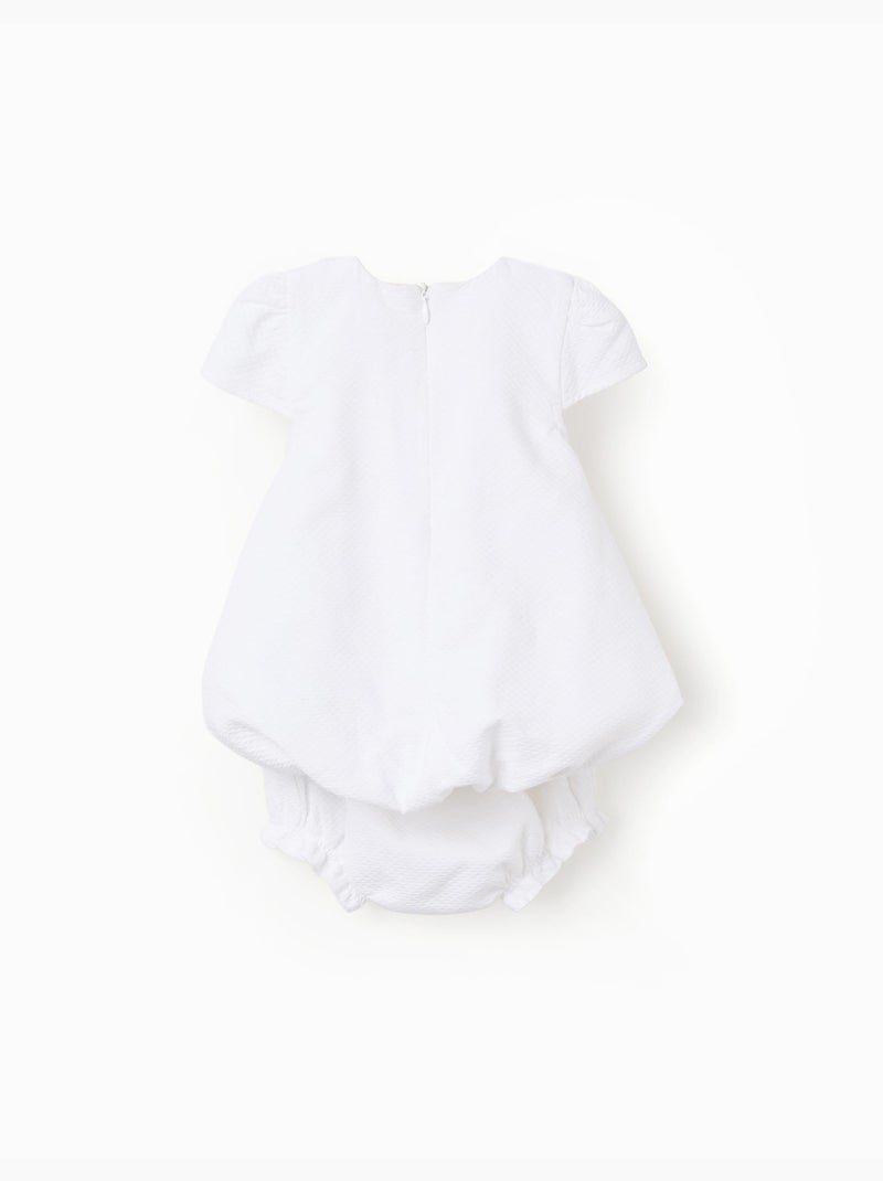 Vestido de algodón con efecto globo Blanco - Kiabi